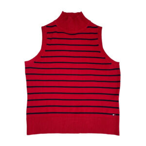 Vintage Tommy Hilfiger Red Navy Striped Sweater Vest Women Large Preppy Y2K
